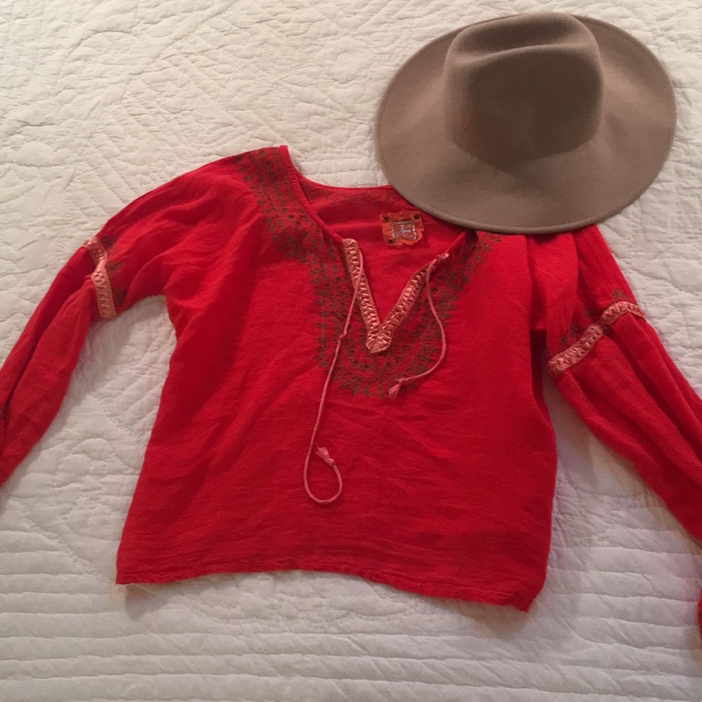 Free People linen cotton blend peasant shirt